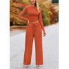 imagePRETTYGARDEN Womens 2 Piece Sets 2025 Fall Long Sleeve Crop Tops Wide Leg Pants Matching Outfit Tracksuits Fashion ClothingBrick Red
