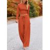 imagePRETTYGARDEN Womens 2 Piece Sets 2025 Fall Long Sleeve Crop Tops Wide Leg Pants Matching Outfit Tracksuits Fashion ClothingBrick Red