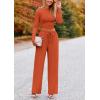 imagePRETTYGARDEN Womens 2 Piece Sets 2025 Fall Long Sleeve Crop Tops Wide Leg Pants Matching Outfit Tracksuits Fashion ClothingBrick Red