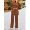 imagePRETTYGARDEN Womens 2 Piece Sets 2025 Fall Long Sleeve Crop Tops Wide Leg Pants Matching Outfit Tracksuits Fashion ClothingBrown