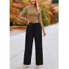 imagePRETTYGARDEN Womens 2 Piece Sets 2025 Fall Long Sleeve Crop Tops Wide Leg Pants Matching Outfit Tracksuits Fashion ClothingCamel Black