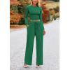 imagePRETTYGARDEN Womens 2 Piece Sets 2025 Fall Long Sleeve Crop Tops Wide Leg Pants Matching Outfit Tracksuits Fashion ClothingGreen