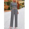 imagePRETTYGARDEN Womens 2 Piece Sets 2025 Fall Long Sleeve Crop Tops Wide Leg Pants Matching Outfit Tracksuits Fashion ClothingGrey