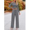 imagePRETTYGARDEN Womens 2 Piece Sets 2025 Fall Long Sleeve Crop Tops Wide Leg Pants Matching Outfit Tracksuits Fashion ClothingGrey