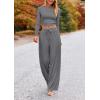 imagePRETTYGARDEN Womens 2 Piece Sets 2025 Fall Long Sleeve Crop Tops Wide Leg Pants Matching Outfit Tracksuits Fashion ClothingGrey