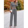 imagePRETTYGARDEN Womens 2 Piece Sets 2025 Fall Long Sleeve Crop Tops Wide Leg Pants Matching Outfit Tracksuits Fashion ClothingGrey
