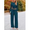 imagePRETTYGARDEN Womens 2 Piece Sets 2025 Fall Long Sleeve Crop Tops Wide Leg Pants Matching Outfit Tracksuits Fashion ClothingLake Blue