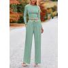 imagePRETTYGARDEN Womens 2 Piece Sets 2025 Fall Long Sleeve Crop Tops Wide Leg Pants Matching Outfit Tracksuits Fashion ClothingLight Green