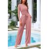 imagePRETTYGARDEN Womens 2 Piece Sets 2025 Fall Long Sleeve Crop Tops Wide Leg Pants Matching Outfit Tracksuits Fashion ClothingPink