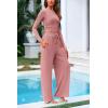 imagePRETTYGARDEN Womens 2 Piece Sets 2025 Fall Long Sleeve Crop Tops Wide Leg Pants Matching Outfit Tracksuits Fashion ClothingPink