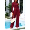 imagePRETTYGARDEN Womens 2 Piece Sets 2025 Fall Long Sleeve Crop Tops Wide Leg Pants Matching Outfit Tracksuits Fashion ClothingWine Red