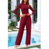 imagePRETTYGARDEN Womens 2 Piece Sets 2025 Fall Long Sleeve Crop Tops Wide Leg Pants Matching Outfit Tracksuits Fashion ClothingWine Red