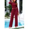 imagePRETTYGARDEN Womens 2 Piece Sets 2025 Fall Long Sleeve Crop Tops Wide Leg Pants Matching Outfit Tracksuits Fashion ClothingWine Red