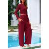 imagePRETTYGARDEN Womens 2 Piece Sets 2025 Fall Long Sleeve Crop Tops Wide Leg Pants Matching Outfit Tracksuits Fashion ClothingWine Red