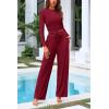 imagePRETTYGARDEN Womens 2 Piece Sets 2025 Fall Long Sleeve Crop Tops Wide Leg Pants Matching Outfit Tracksuits Fashion ClothingWine Red
