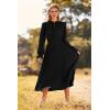 imagePRETTYGARDEN Womens 2025 Spring Fall Midi Dress Casual Long Sleeve V Neck Swiss Dot Pleated A Line Flowy DressesBlack