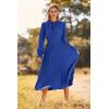imagePRETTYGARDEN Womens 2025 Spring Fall Midi Dress Casual Long Sleeve V Neck Swiss Dot Pleated A Line Flowy DressesBlue