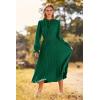 imagePRETTYGARDEN Womens 2025 Spring Fall Midi Dress Casual Long Sleeve V Neck Swiss Dot Pleated A Line Flowy DressesDark Green