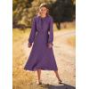 imagePRETTYGARDEN Womens 2025 Spring Fall Midi Dress Casual Long Sleeve V Neck Swiss Dot Pleated A Line Flowy DressesDark Purple
