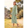 imagePRETTYGARDEN Womens 2025 Spring Fall Midi Dress Casual Long Sleeve V Neck Swiss Dot Pleated A Line Flowy DressesLight Green