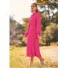 imagePRETTYGARDEN Womens 2025 Spring Fall Midi Dress Casual Long Sleeve V Neck Swiss Dot Pleated A Line Flowy DressesRose Pink
