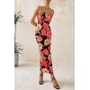 imagePRETTYGARDEN Womens 2025 Summer Floral Bodycon Maxi Dresses Ribbed Strapless Tube Casual Boho Party Long DressFloral Black