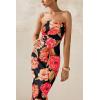 imagePRETTYGARDEN Womens 2025 Summer Floral Bodycon Maxi Dresses Ribbed Strapless Tube Casual Boho Party Long DressFloral Black