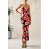 imagePRETTYGARDEN Womens 2025 Summer Floral Bodycon Maxi Dresses Ribbed Strapless Tube Casual Boho Party Long DressFloral Black