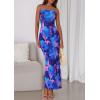 imagePRETTYGARDEN Womens 2025 Summer Floral Bodycon Maxi Dresses Ribbed Strapless Tube Casual Boho Party Long DressFloral Blue Pink