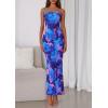 imagePRETTYGARDEN Womens 2025 Summer Floral Bodycon Maxi Dresses Ribbed Strapless Tube Casual Boho Party Long DressFloral Blue Pink