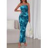 imagePRETTYGARDEN Womens 2025 Summer Floral Bodycon Maxi Dresses Ribbed Strapless Tube Casual Boho Party Long DressFloral Lake Blue