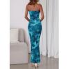 imagePRETTYGARDEN Womens 2025 Summer Floral Bodycon Maxi Dresses Ribbed Strapless Tube Casual Boho Party Long DressFloral Lake Blue