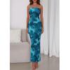 imagePRETTYGARDEN Womens 2025 Summer Floral Bodycon Maxi Dresses Ribbed Strapless Tube Casual Boho Party Long DressFloral Lake Blue