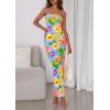 imagePRETTYGARDEN Womens 2025 Summer Floral Bodycon Maxi Dresses Ribbed Strapless Tube Casual Boho Party Long DressFloral Light Blue