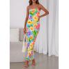imagePRETTYGARDEN Womens 2025 Summer Floral Bodycon Maxi Dresses Ribbed Strapless Tube Casual Boho Party Long DressFloral Light Blue