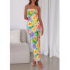 imagePRETTYGARDEN Womens 2025 Summer Floral Bodycon Maxi Dresses Ribbed Strapless Tube Casual Boho Party Long DressFloral Light Blue
