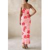 imagePRETTYGARDEN Womens 2025 Summer Floral Bodycon Maxi Dresses Ribbed Strapless Tube Casual Boho Party Long DressFloral Pink Red