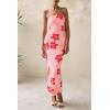 imagePRETTYGARDEN Womens 2025 Summer Floral Bodycon Maxi Dresses Ribbed Strapless Tube Casual Boho Party Long DressFloral Pink Red
