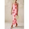 imagePRETTYGARDEN Womens 2025 Summer Floral Bodycon Maxi Dresses Ribbed Strapless Tube Casual Boho Party Long DressFloral Pink Red