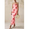 imagePRETTYGARDEN Womens 2025 Summer Floral Bodycon Maxi Dresses Ribbed Strapless Tube Casual Boho Party Long DressFloral Pink Red
