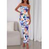 imagePRETTYGARDEN Womens 2025 Summer Floral Bodycon Maxi Dresses Ribbed Strapless Tube Casual Boho Party Long DressFloral White Blue