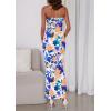 imagePRETTYGARDEN Womens 2025 Summer Floral Bodycon Maxi Dresses Ribbed Strapless Tube Casual Boho Party Long DressFloral White Blue