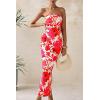 imagePRETTYGARDEN Womens 2025 Summer Floral Bodycon Maxi Dresses Ribbed Strapless Tube Casual Boho Party Long DressFloral White Pink