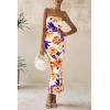 imagePRETTYGARDEN Womens 2025 Summer Floral Bodycon Maxi Dresses Ribbed Strapless Tube Casual Boho Party Long DressFloral White Yellow
