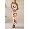 imagePRETTYGARDEN Womens 2025 Summer Floral Bodycon Maxi Dresses Ribbed Strapless Tube Casual Boho Party Long DressFloral White Yellow