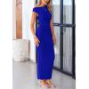 imagePRETTYGARDEN Womens 2025 Summer Formal Maxi Dresses Sleeveless One Shoulder Bodycon Ruched Mesh Wedding Guest Cocktail DressBright Blue