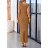 imagePRETTYGARDEN Womens 2025 Summer Formal Maxi Dresses Sleeveless One Shoulder Bodycon Ruched Mesh Wedding Guest Cocktail DressBrown