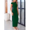 imagePRETTYGARDEN Womens 2025 Summer Formal Maxi Dresses Sleeveless One Shoulder Bodycon Ruched Mesh Wedding Guest Cocktail DressDark Green