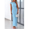 imagePRETTYGARDEN Womens 2025 Summer Formal Maxi Dresses Sleeveless One Shoulder Bodycon Ruched Mesh Wedding Guest Cocktail DressLight Blue