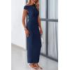 imagePRETTYGARDEN Womens 2025 Summer Formal Maxi Dresses Sleeveless One Shoulder Bodycon Ruched Mesh Wedding Guest Cocktail DressNavy